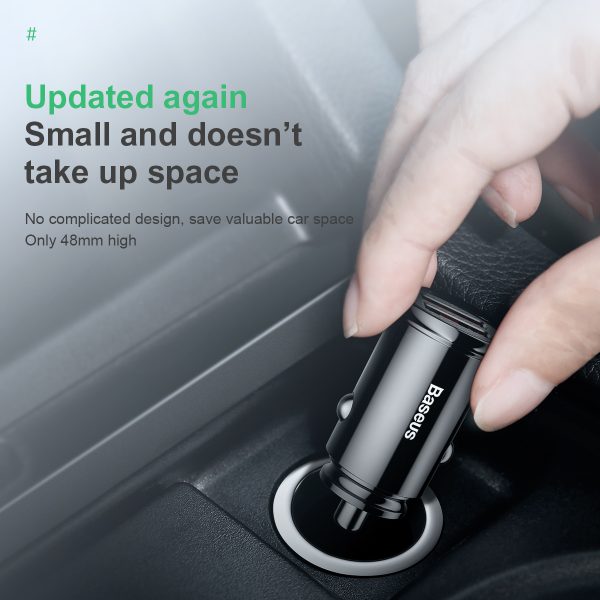 Baseus Circular Plastic Series 30W Dual USB QC3.0 Quick Car Charger Black - Image 8